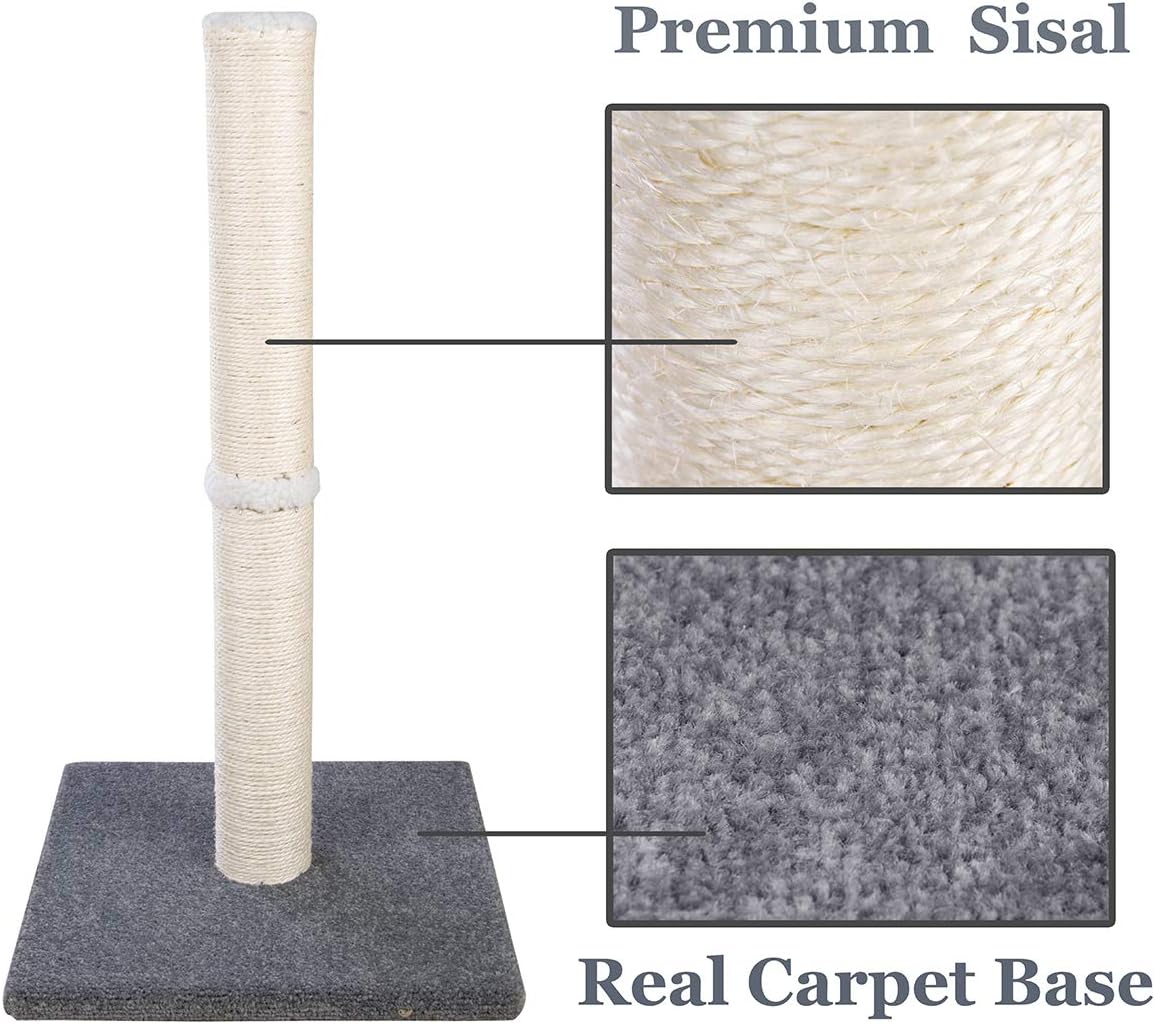 Cat Scratching Post Carpet, Tall Big Sisal Rope Cat Scratch Pole for Cats and Kittens, Stable Carpeted Heavy Base (Blue/Grey)
