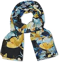 Calvin Klein Women's Solid Chambray Scarf - Soft 100% Rayon Wrap, Lightweight 28x72 Fashion Accessory