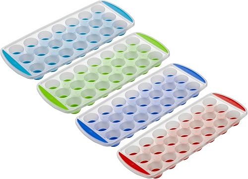 Miniatura 7 de Mini bandejas redondas para cubitos de hielo de 11 pulgadas con parte inferior de silicona flexible (Juego de 4 colores primaverales)
