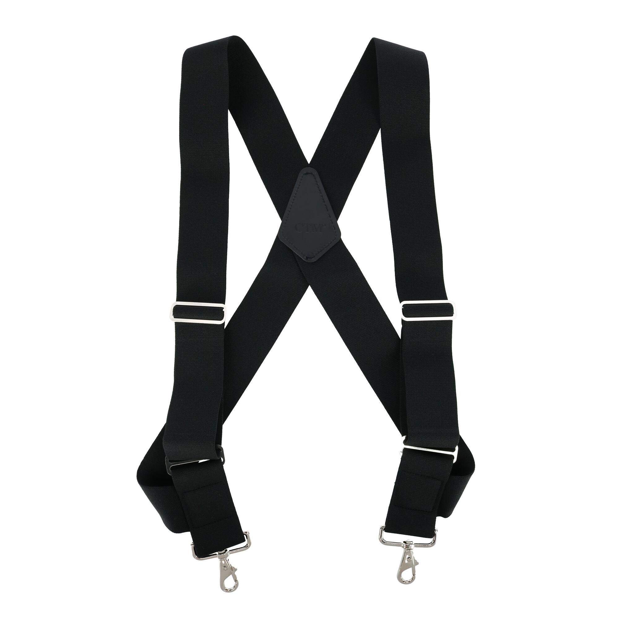 Men's Big & Tall Elastic Side Clip Metal Swivel Hook Trucker Braces, Black