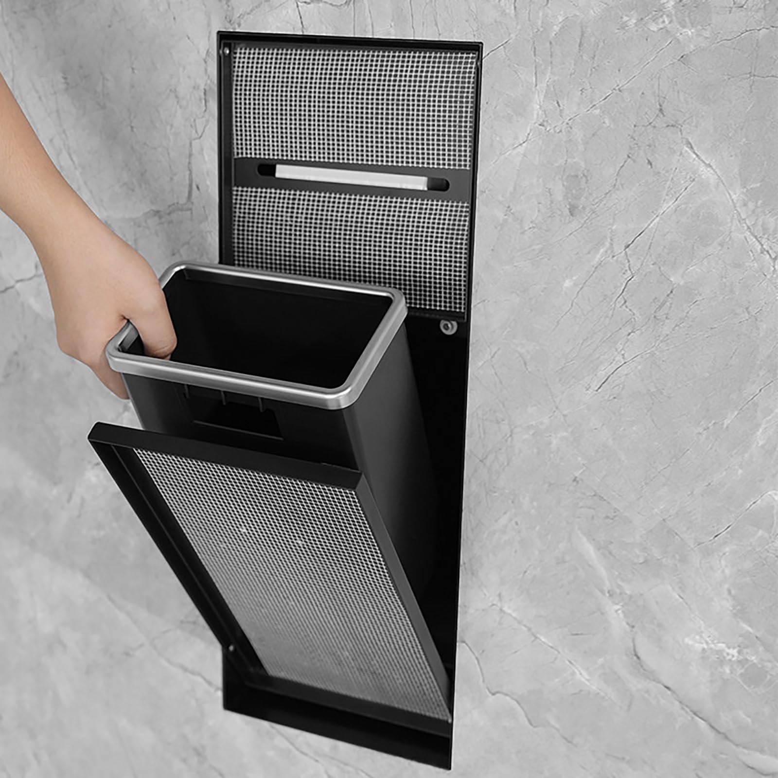 Kombinierter Toilettenpapierhalter und Abfalleimer für die Wandmontage, Toilettenpapierspender aus Edelstahl 304 mit integriertem Abfallbehälter, robuste Badorganisation für Renovierungen un