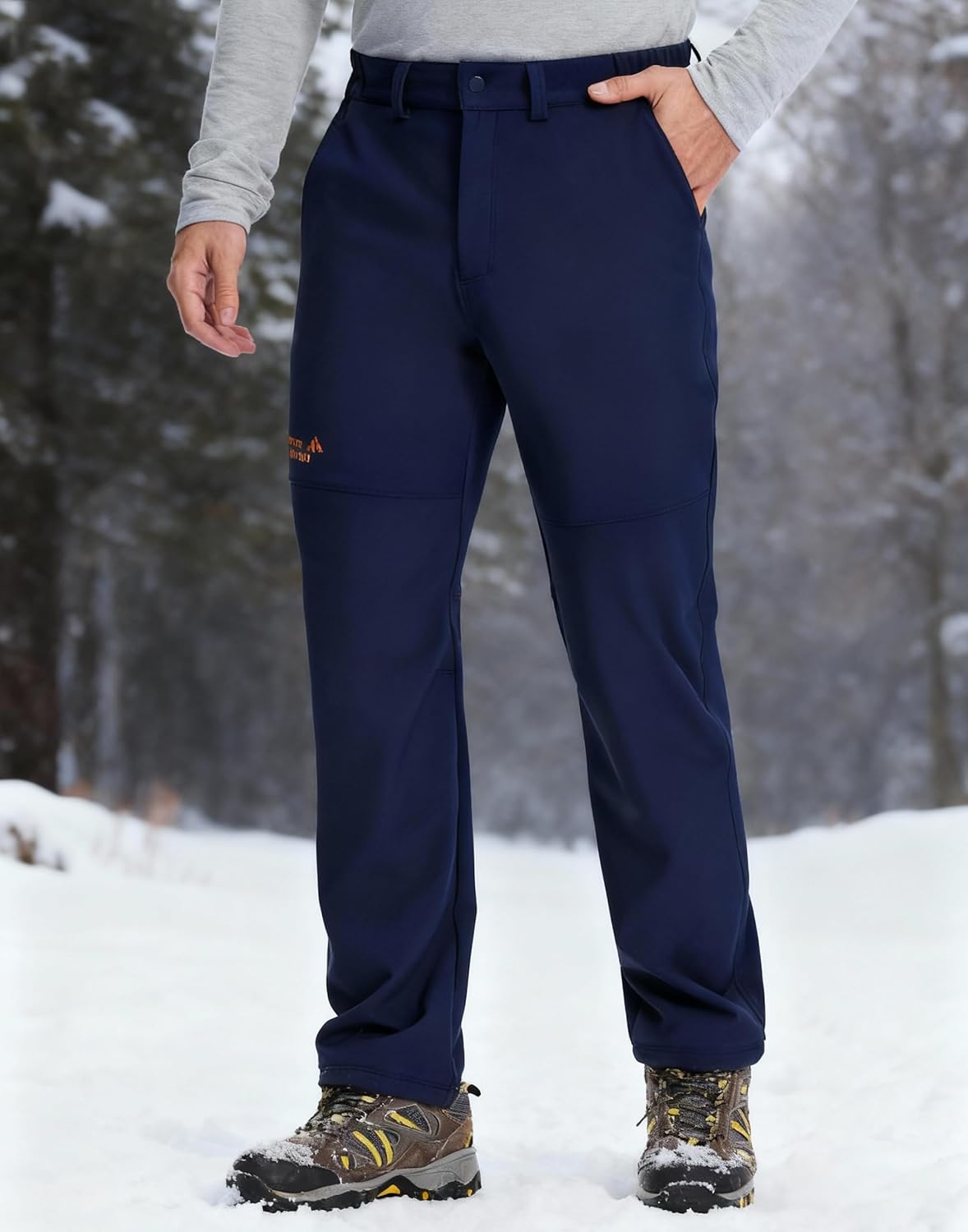 Pioneer Camp Men's Fleece Lined Hiking Pants Insulated Waterproof Softshell Winter Warm Work Snow Ski Pants Snowboard - Image 2