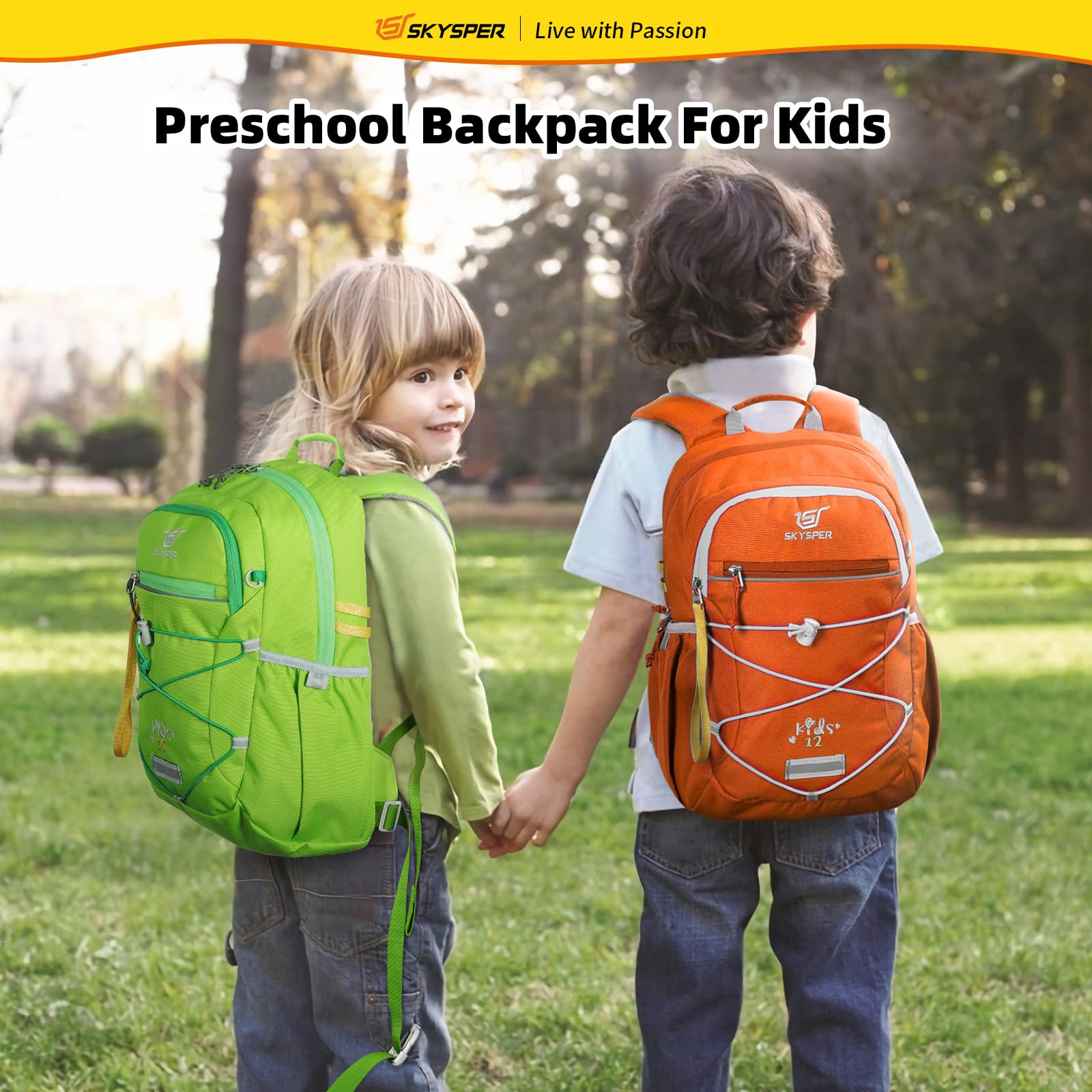 SKYSPER Zaino per Bambini e Bambine 12L per 3-8 anni Comodo Zaino da Trekking per Bambini