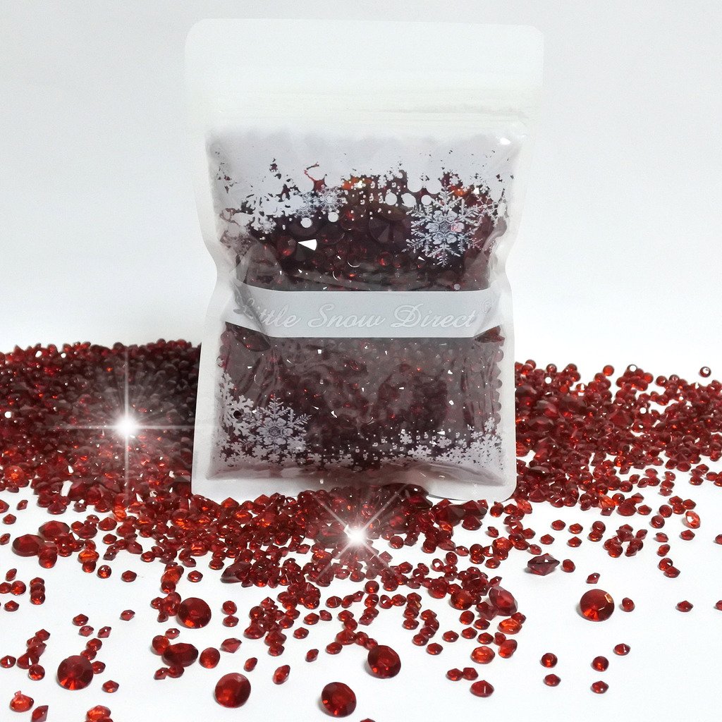 500 x 10mm Scatter Diamonds Wedding Party Table Confetti Crystal - Dark Red
