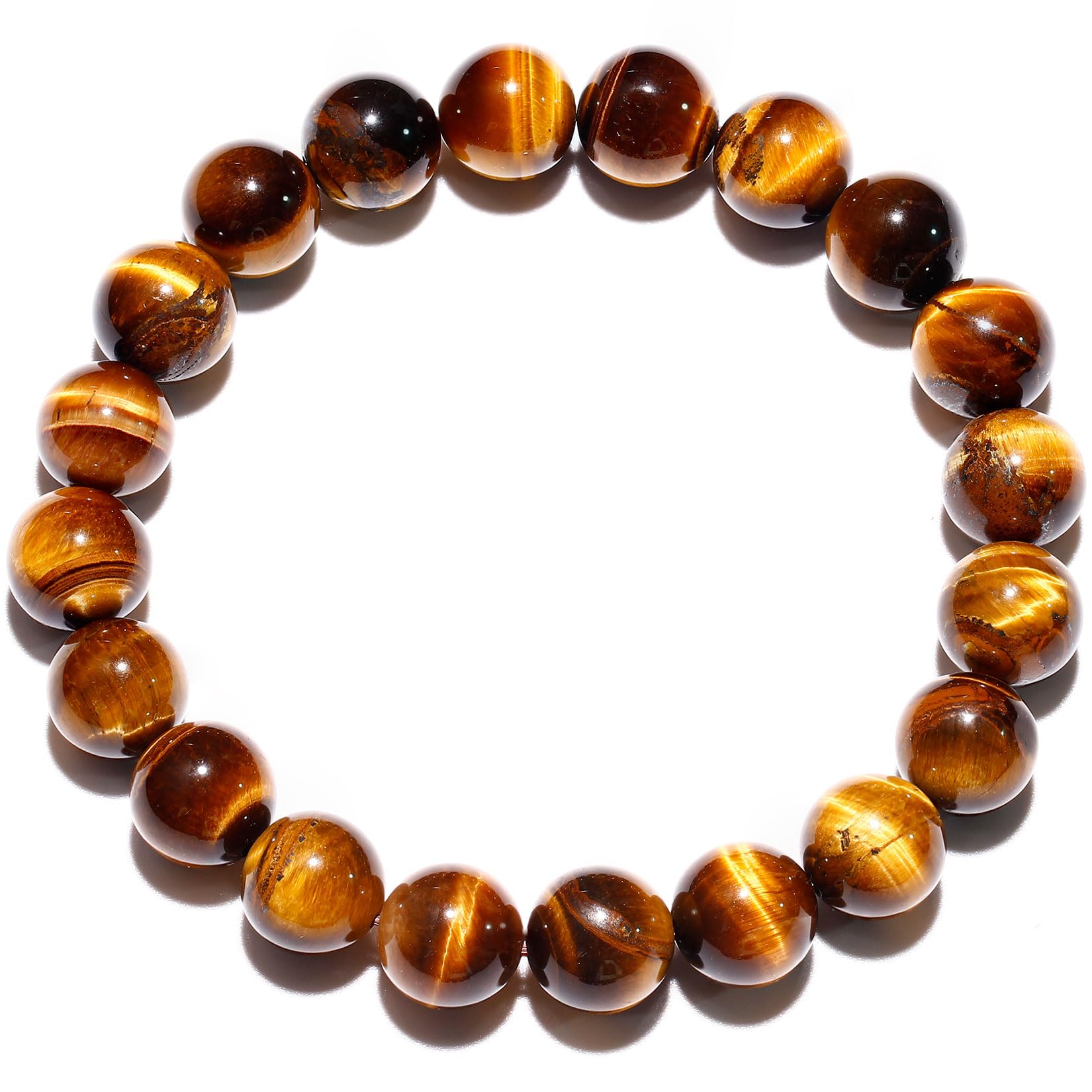 Gem Halbedelstein-Perlenarmbänder, spirituelle Kristalle, Unisex-Stretch-Armbänder für Damen und Herren, 10 mm runde Perlen