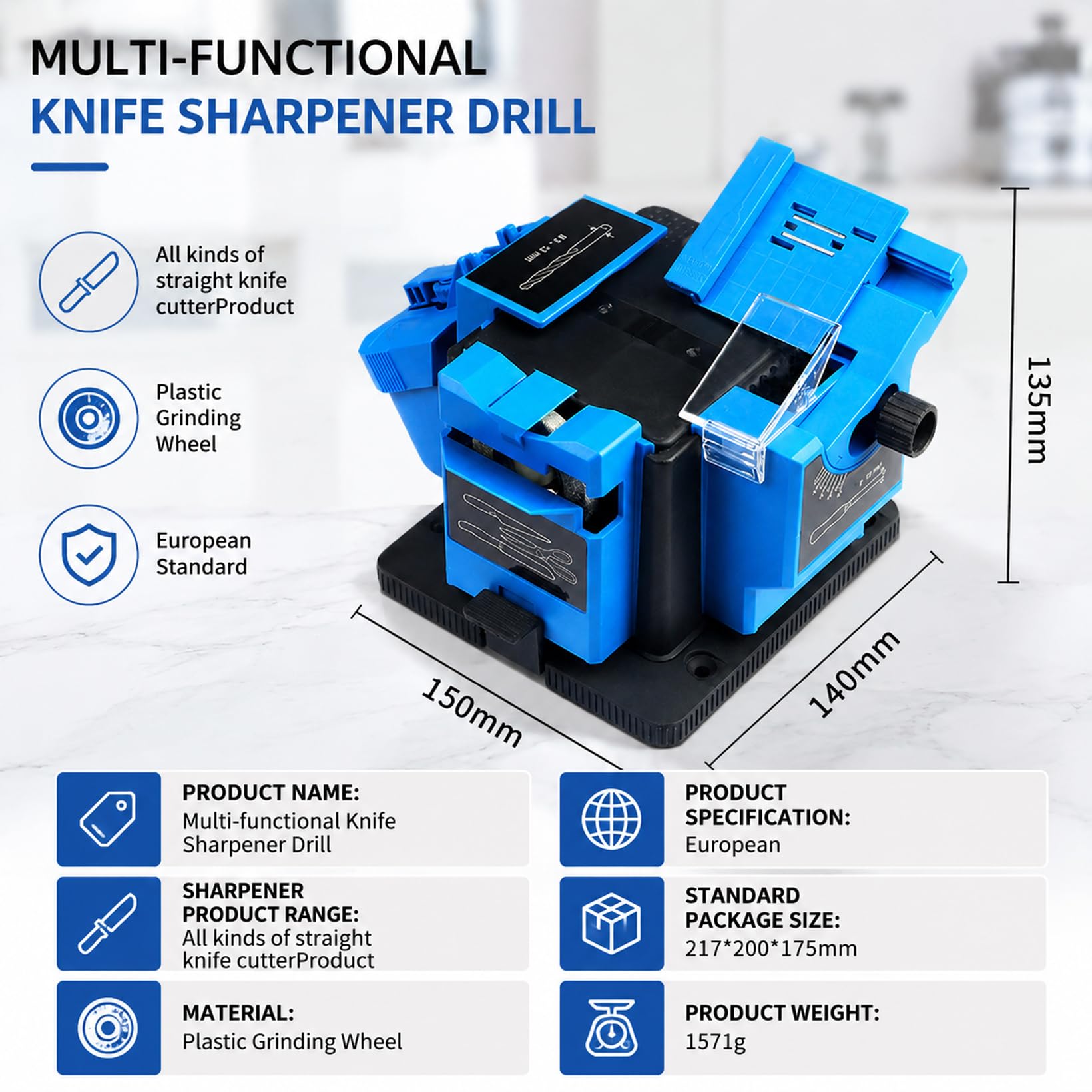 Universal Schärfstation Schleifmaschine 65W 6000 RPM Elektrischer Bohrerschärfer Präzisionswinkel Einstellung