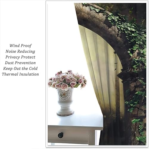 Miniatura 5 de Cortinas opacas góticas, con arco antiguo, bosque brumoso, para ventana, dormitorio, sala de estar, baño, decoración del hogar, 42 x 45 pulgadas de