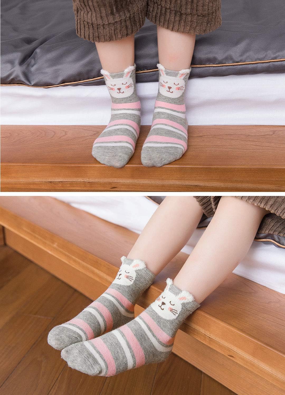 PUTUO Cotone Calzini per Bambina, Bimba Calzini Divertenti Bambini Calze Animali, Calze Bambina Cotone Calzini per Ragazze