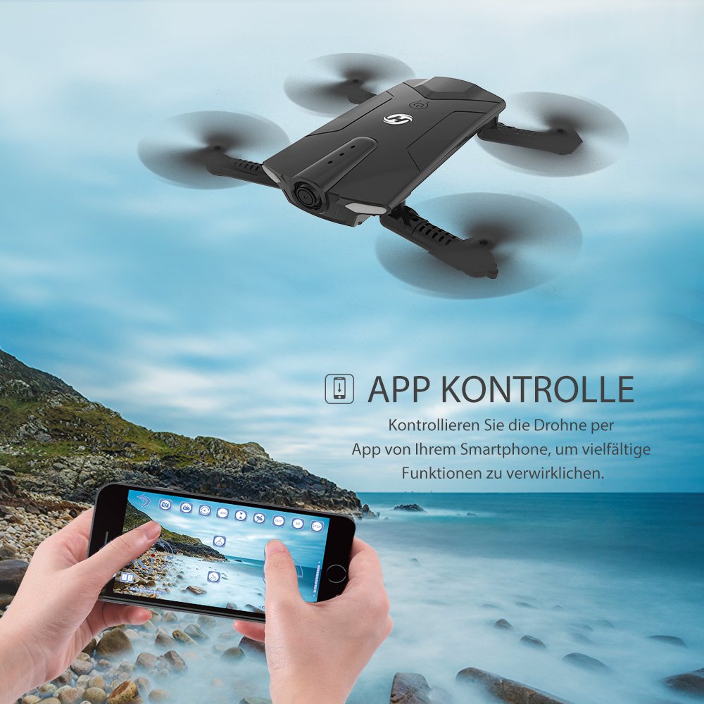 Holy Stone Hs160 Fpv Mini drone pieghevole con fotocamera HD trasmissione live e tempo di volo più lungo, drone tascabile, 2,4 GHz, sistema di stabilizzazione giroscopio a 6 assi Rtf Rc Quadcopter