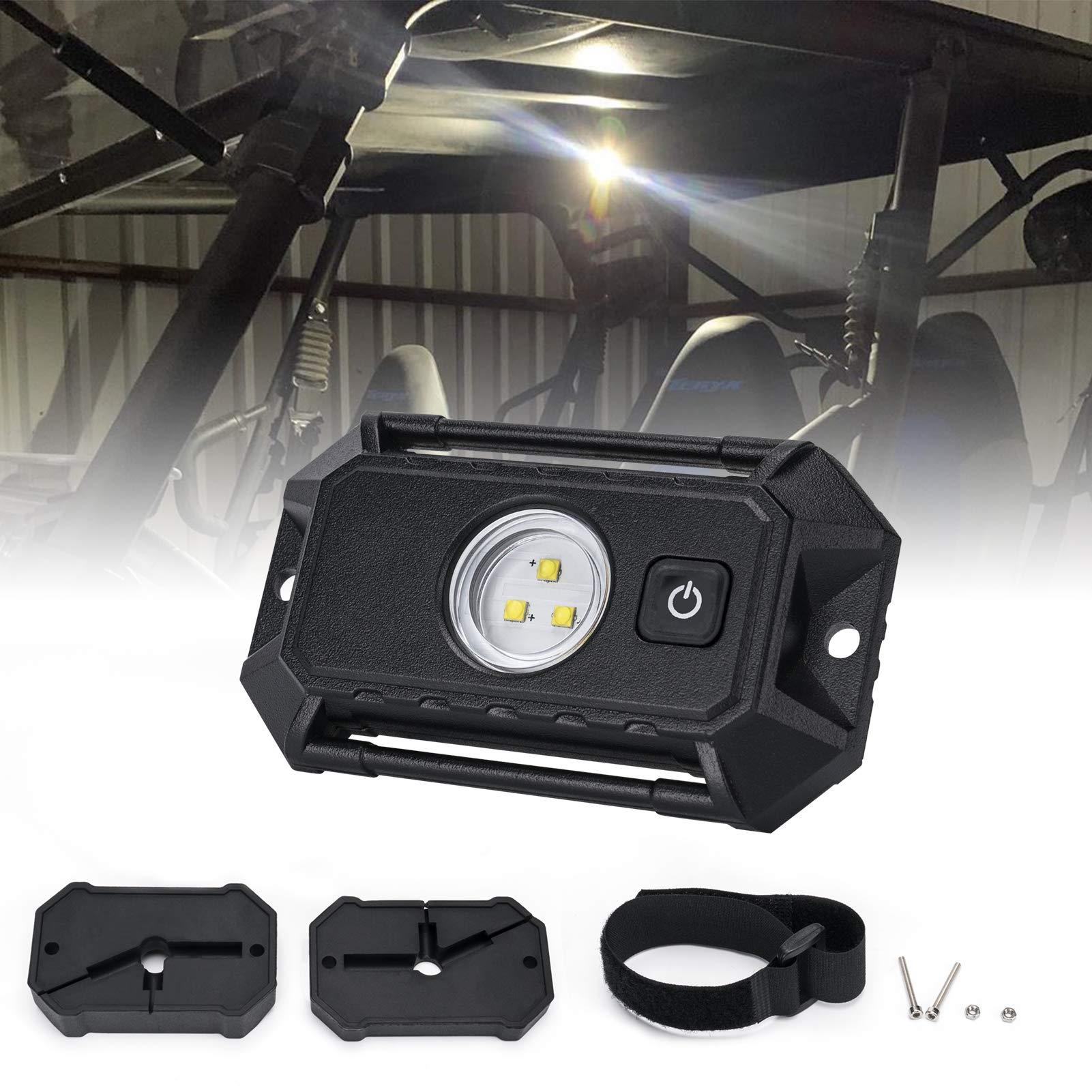 YCHOW-TECH UTV LED Dome Light with Switch, Universal Roll Bar Mount Interior Light, 12V Wired Utility Roll Cage Light Courtesy Map Light for UTV ATV Polaris Can Am Truck Car Golf Cart SUV Boat - White
