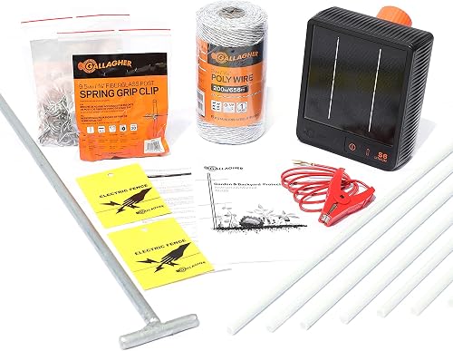 Gallagher Garden & Backyard Pet Protection Kit | Solar Electric Fence Kit for Deer, Rabbits, and Pets | 48in Posts with Polywire | Powers 200ft | Lithium Solar Energizer | Reliable Garden Protection