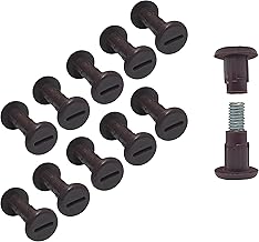 TERF® Tornillo de unión de gabinete M6 (6 mm) de acero roscado para muebles de 27 mm a 32 mm, color marrón, paquete de 10