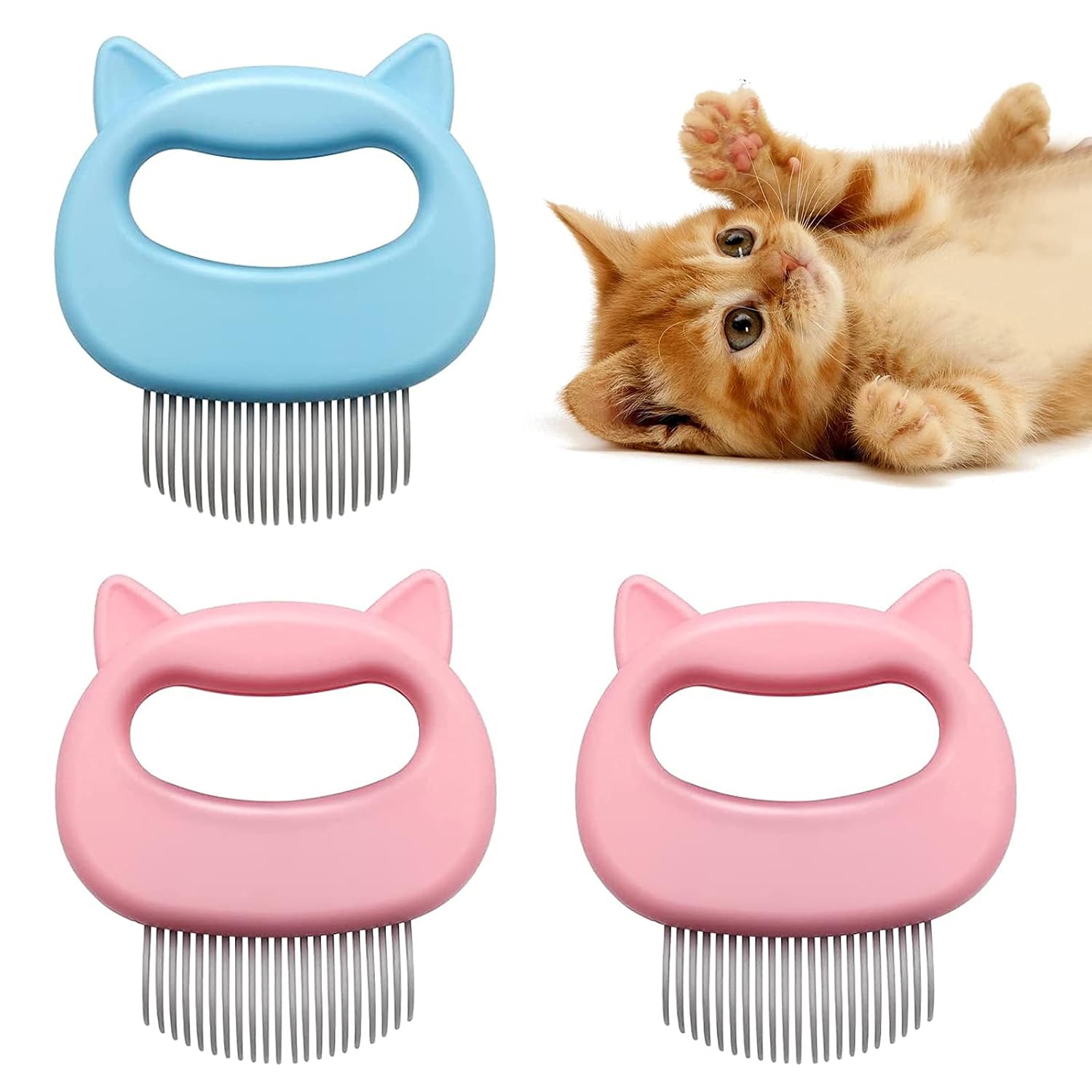 3 Pcs Cat Dog Comb,Hair Grooming Massage Pet Shell Combs,Soft Detangling Deshedding Brush,Removing Matted Tangled Fur and Short Long…
