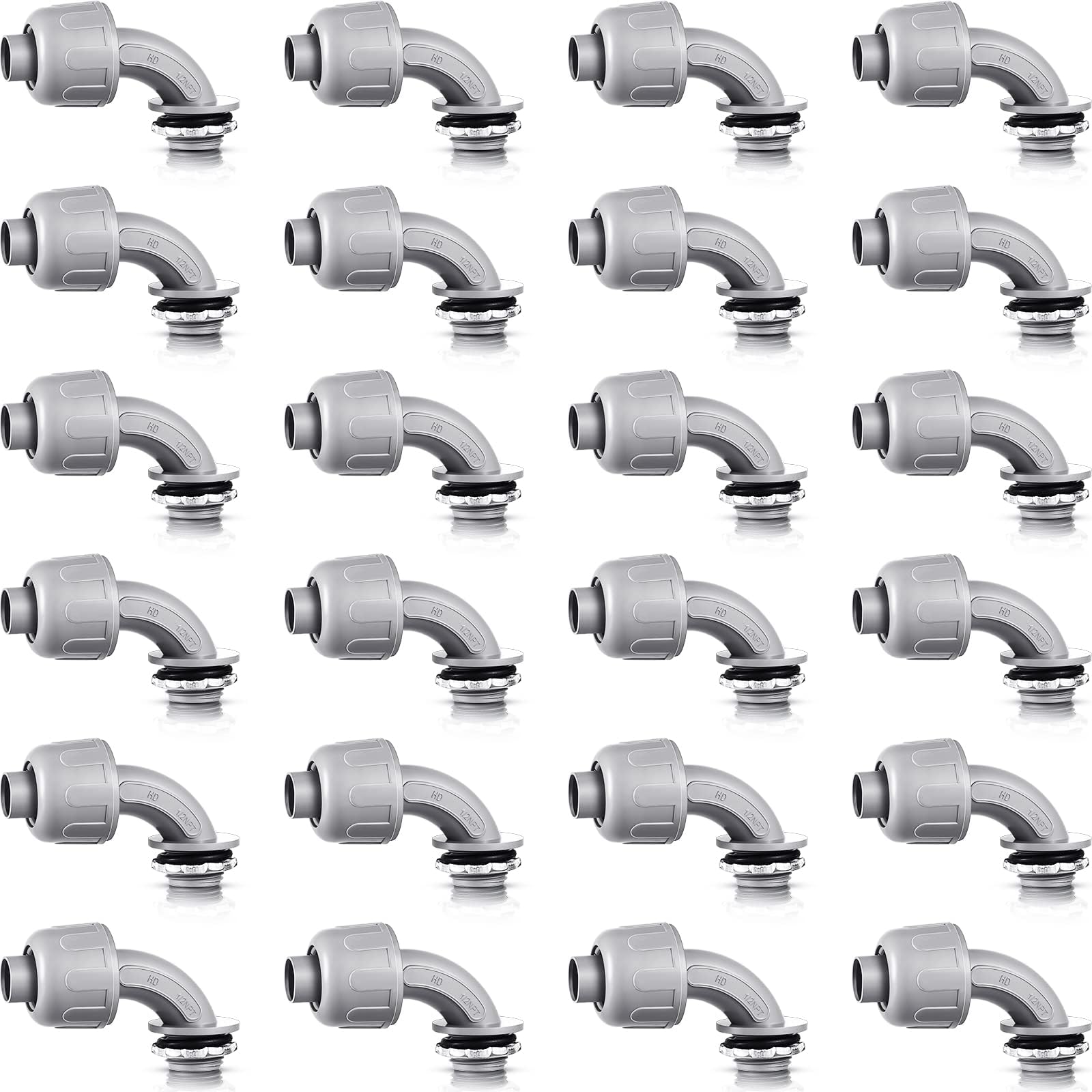 Liquid Tight Connector Flexible Non Metallic Electrical Conduit Connector Fitting 90 Degree Electrical PVC Conduit Fittings for Home Kitchen Bathroom Tube Tool Supplies (24 Pieces, 1/2 Inch)