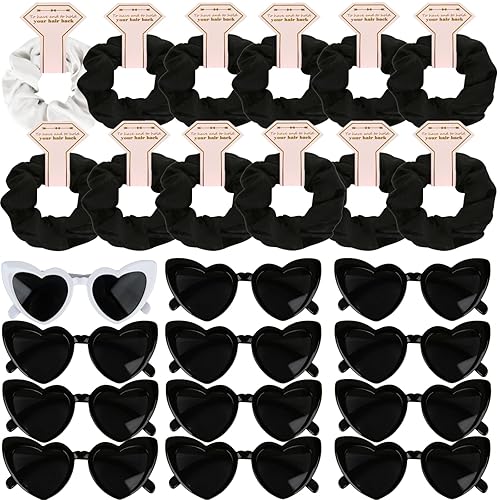 Miniatura 20 de Juego de 6 lentes de sol de satén para dama de honor, para despedida de soltera, sin daños, ideas de lazos para el cabello, regalo para bodas