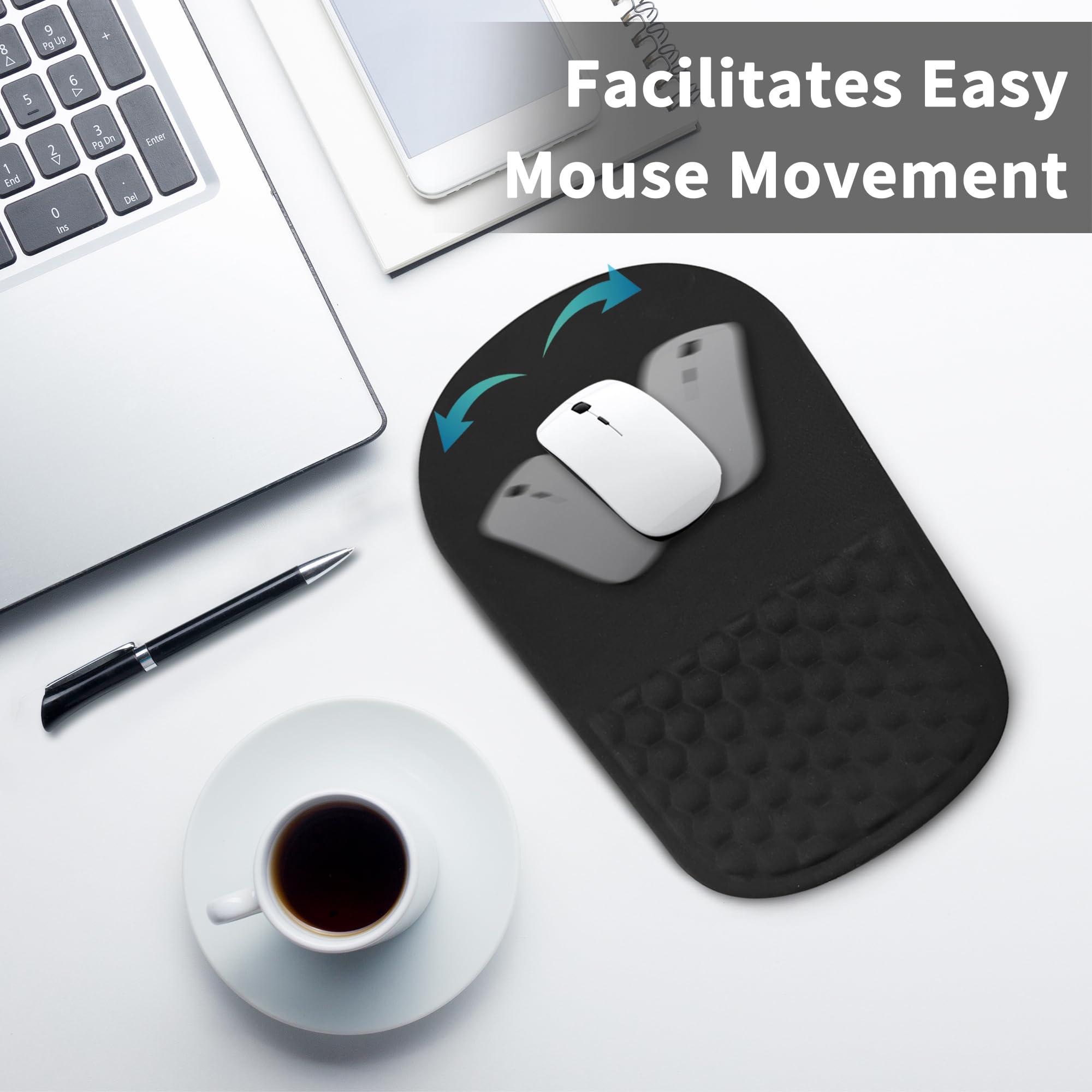 Ergonomic Mouse Pad with Wrist Support Comfortable Memory Foam Mousepad with Massage Design and Non-Slip PU Base Wrist — view 6