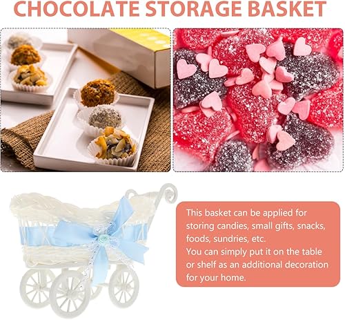 Miniatura 8 de Gadpiparty Cochecito de muñeca de bebé, cesta de almacenamiento tejida de ratán, centro de mesa, cesta de frutas secas, carretilla para niños, para