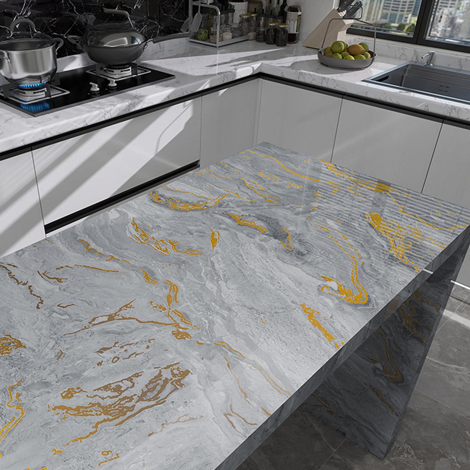 Foelanne Style F Back Self Adhesive Wallpaper, Marble Contact Paper Multicolor Multiple Sizes(,60Cm*20M)