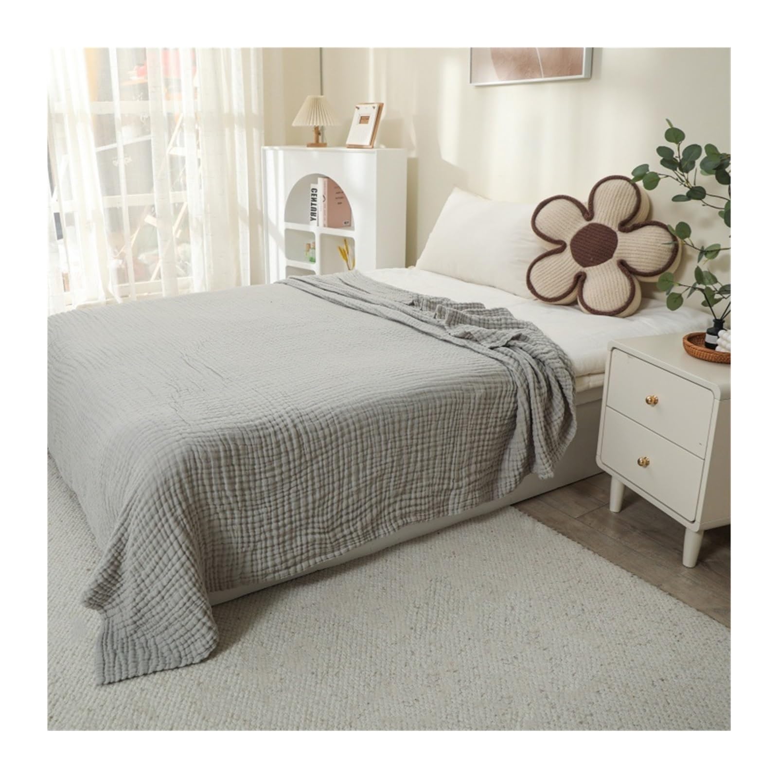 HKSDKABOP Cotton Muslin Throw Blanket 6-Layer Multicolor Multiple Sizes(Color3,130x150cm)