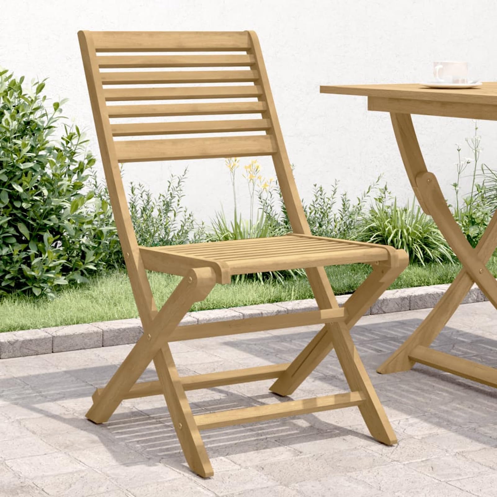 Chaise de jardin pliante en bois d'acacia massif chic
