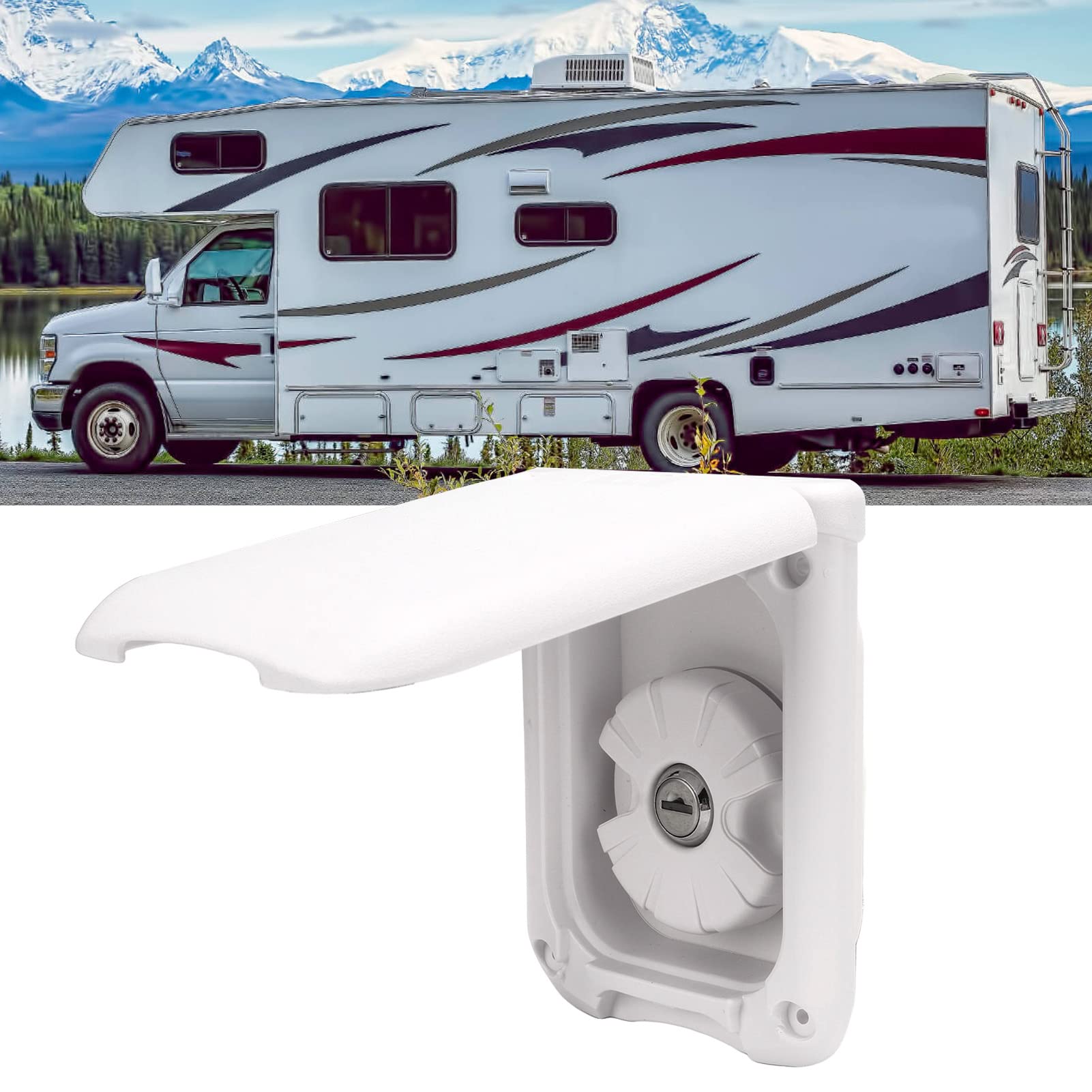 Tissting Tappo Serbatoio Acqua, 90 mm Tappo Acqua Camper con Coperchio, Ingresso Acqua per Camper con 2 Chiavi, Acqua Fresca Riempimento Botola di Ingresso per Caravan Motorhome Roulotte Barche