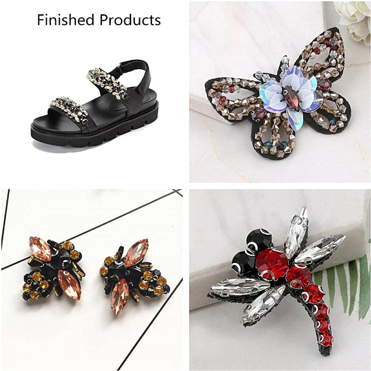 60 Strass A Forma Di Occhio Di Cavallo Color Champagne - Con Base A Artiglio Per Cucito | Decorazioni Per Abiti E Gioielli - Foto 5