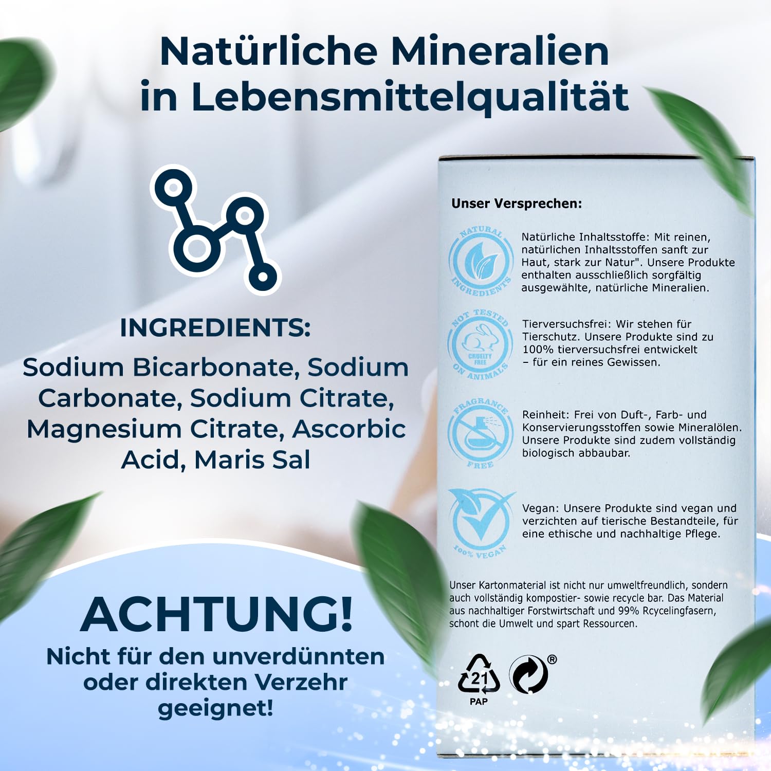 Aggiunta per elettrolisi, sale pediluvio [ioni pediluvio] 600 g di qualità alimentare, sali da bagno basico, sale da pediluvio | Foot Bath