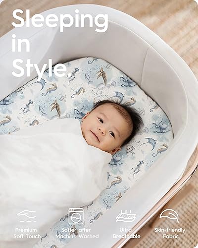 Miniatura 10 de TotBasic Sábanas elásticas de alta calidad para cuna (paquete de 2), hipoalergénicas, cómodas y sedosas, suaves como la mantequilla, efecto