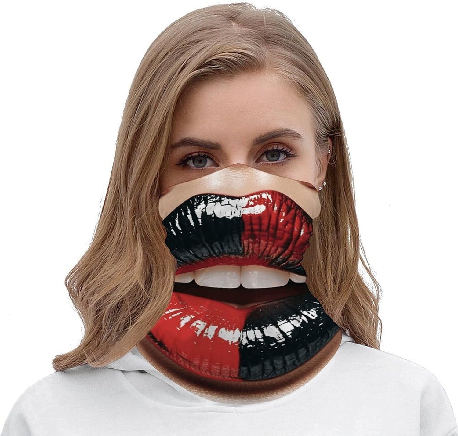 Red Black Lips UV Protection Bandana Neck Gaiter Face Mask image 5