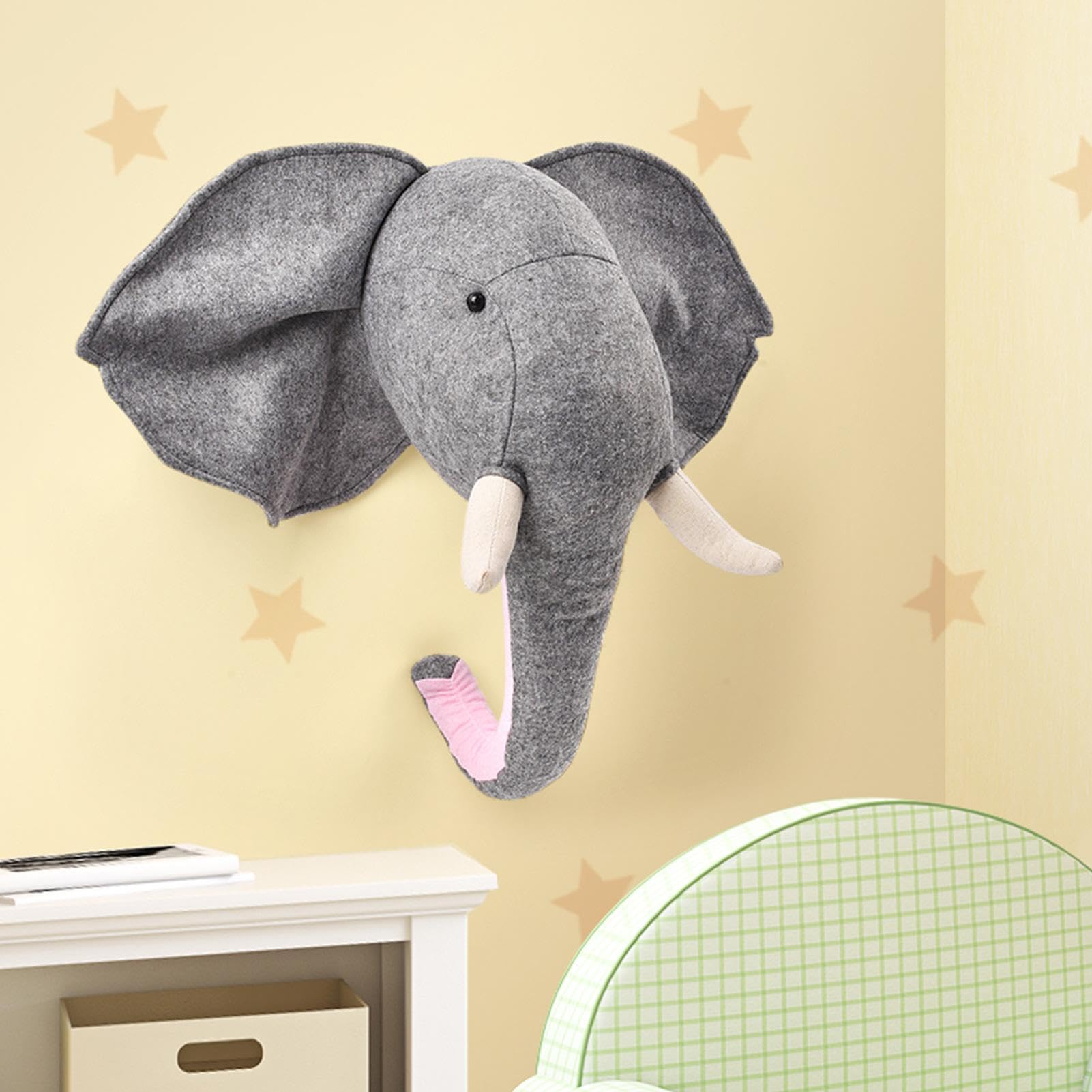 Generisch Gefüllte Elefantenkopf-Wand-,Graues Tier Gefüllte Wandbehang-Dekoration - Kinderzimmer Plüschtiere Dekorationen Baby Kinderzimmer -Wanddekoration Kreativer Schmuck