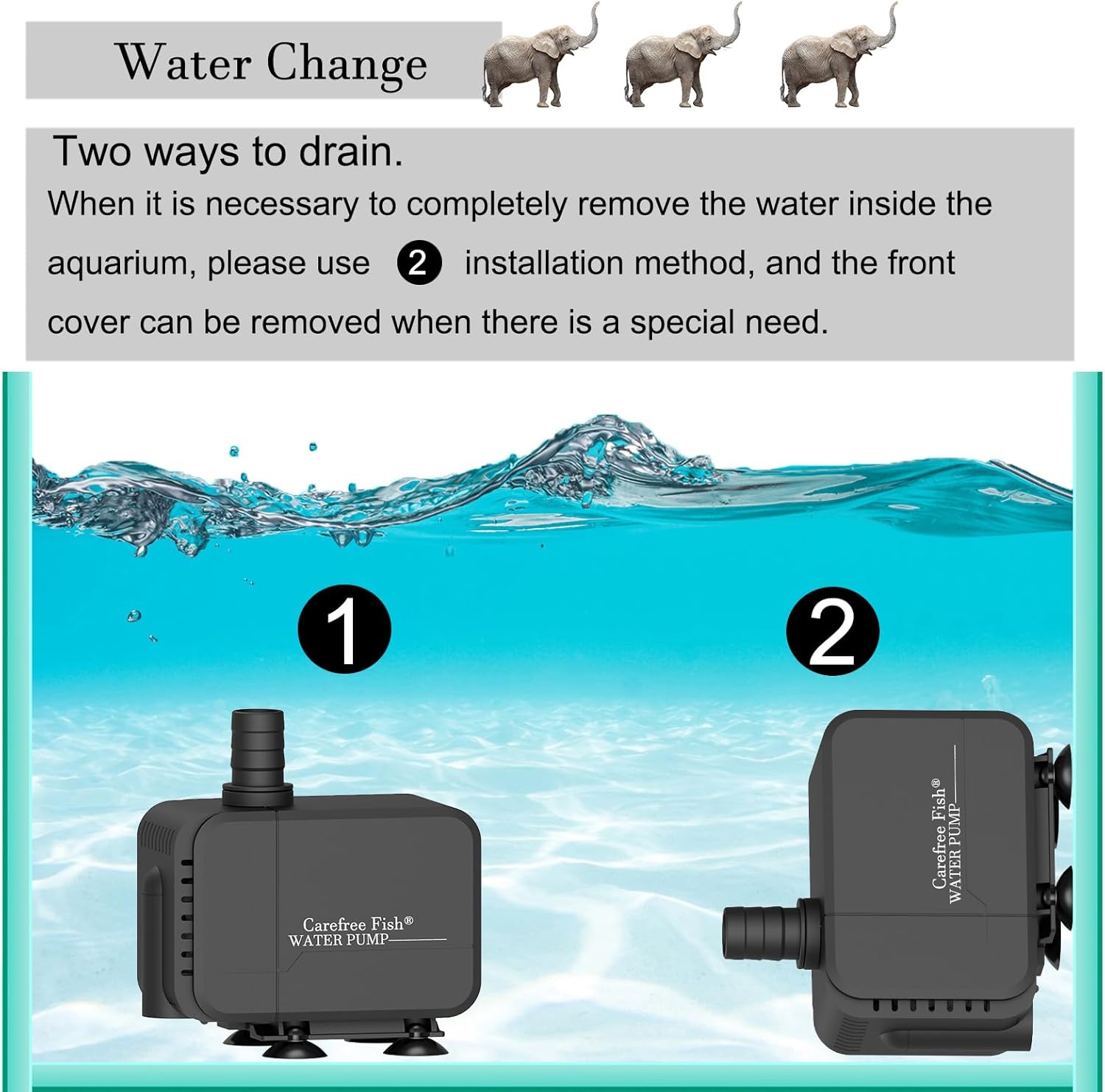Carefree Fish 213/400/800GPH 9/22/45W Fountain Submersible Pump Adjustable Quiet Aquarium Change Water Pump Tank for Hydroponics Koi Pond Statuary Outdoor Waterfall