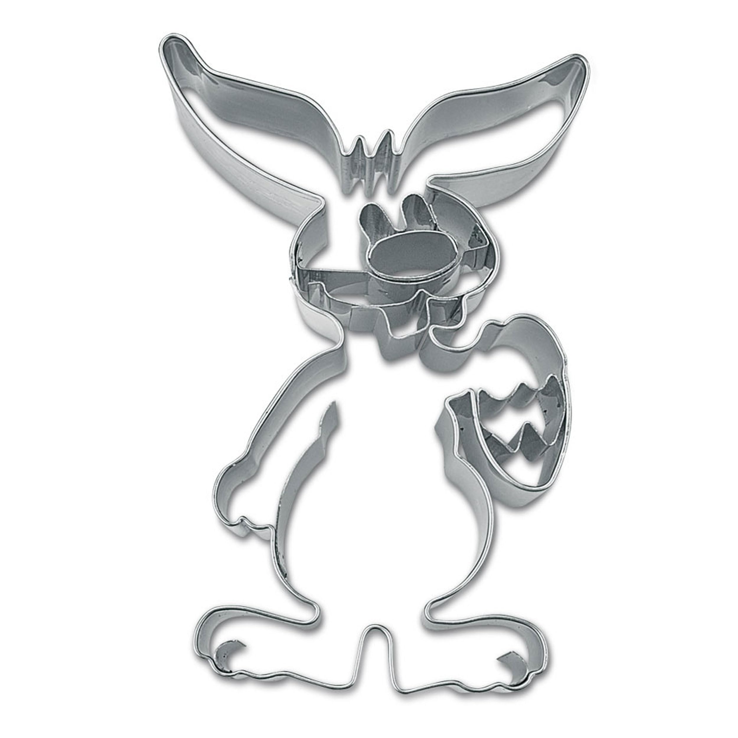 Staedter Embossing Rabbit with Egg Cookie Cutter, Silver