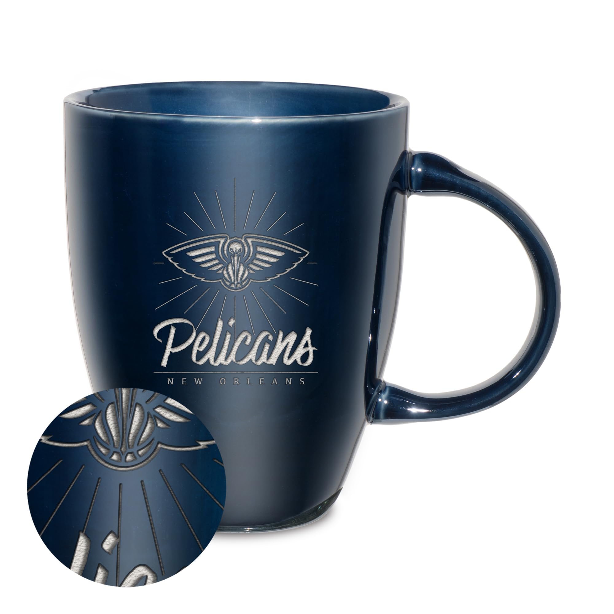 Rico Industries NBA Basketball New Orleans Pelicans Sunburst 18oz Laser Engraved Ceramic Lustre Mug — image 1
