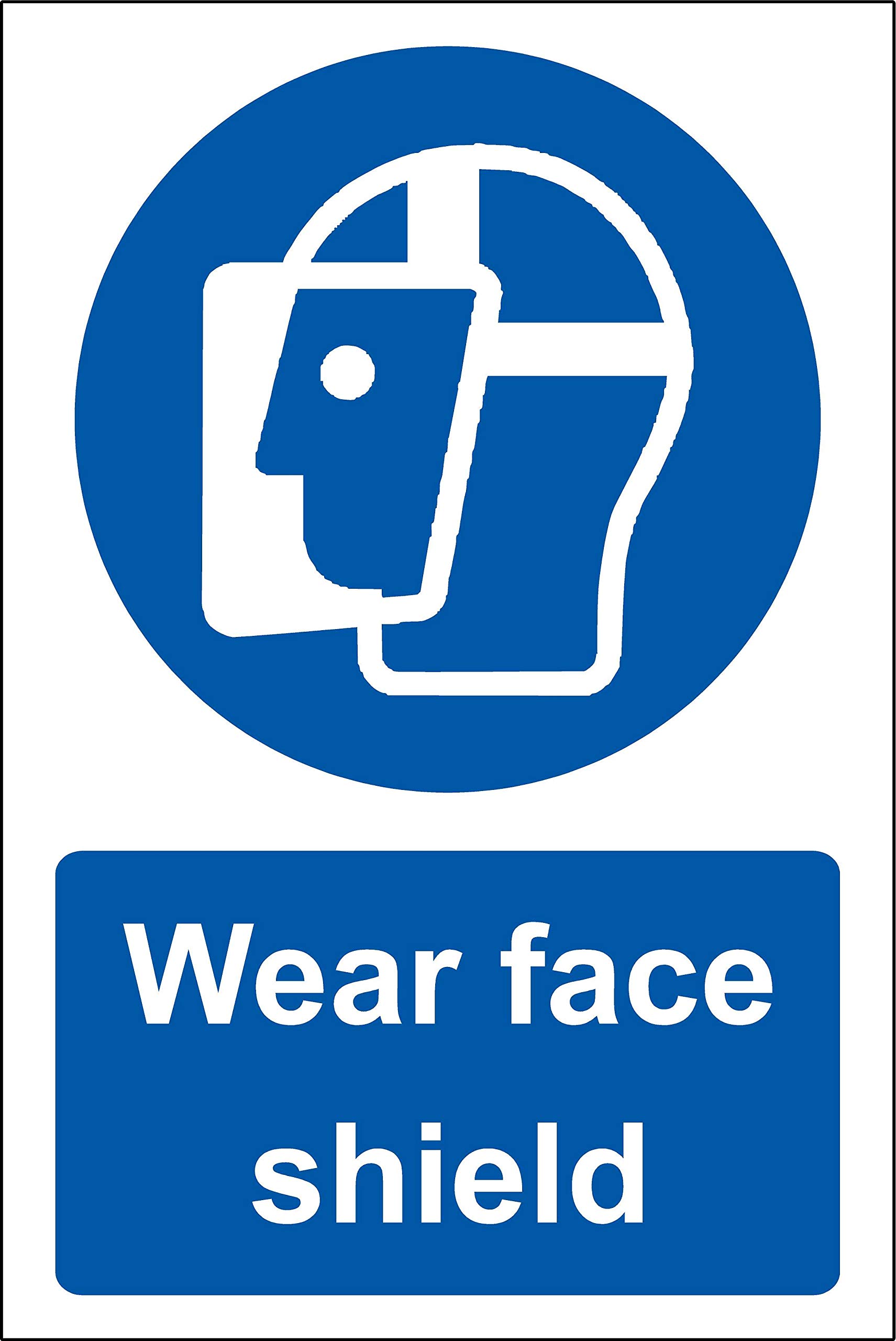 Wear face shield Safety sign - 1.2mm Rigid plastic 300mm x 200mm
