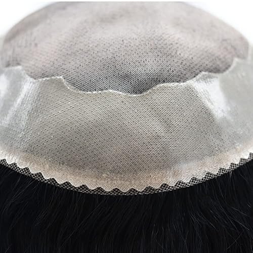 Miniatura 8 de Toupee - Sistema de reemplazo de pelo fino monofilamento para hombre, monofilamento con postizo de polietileno, sistema de cabello humano de 8 x 11