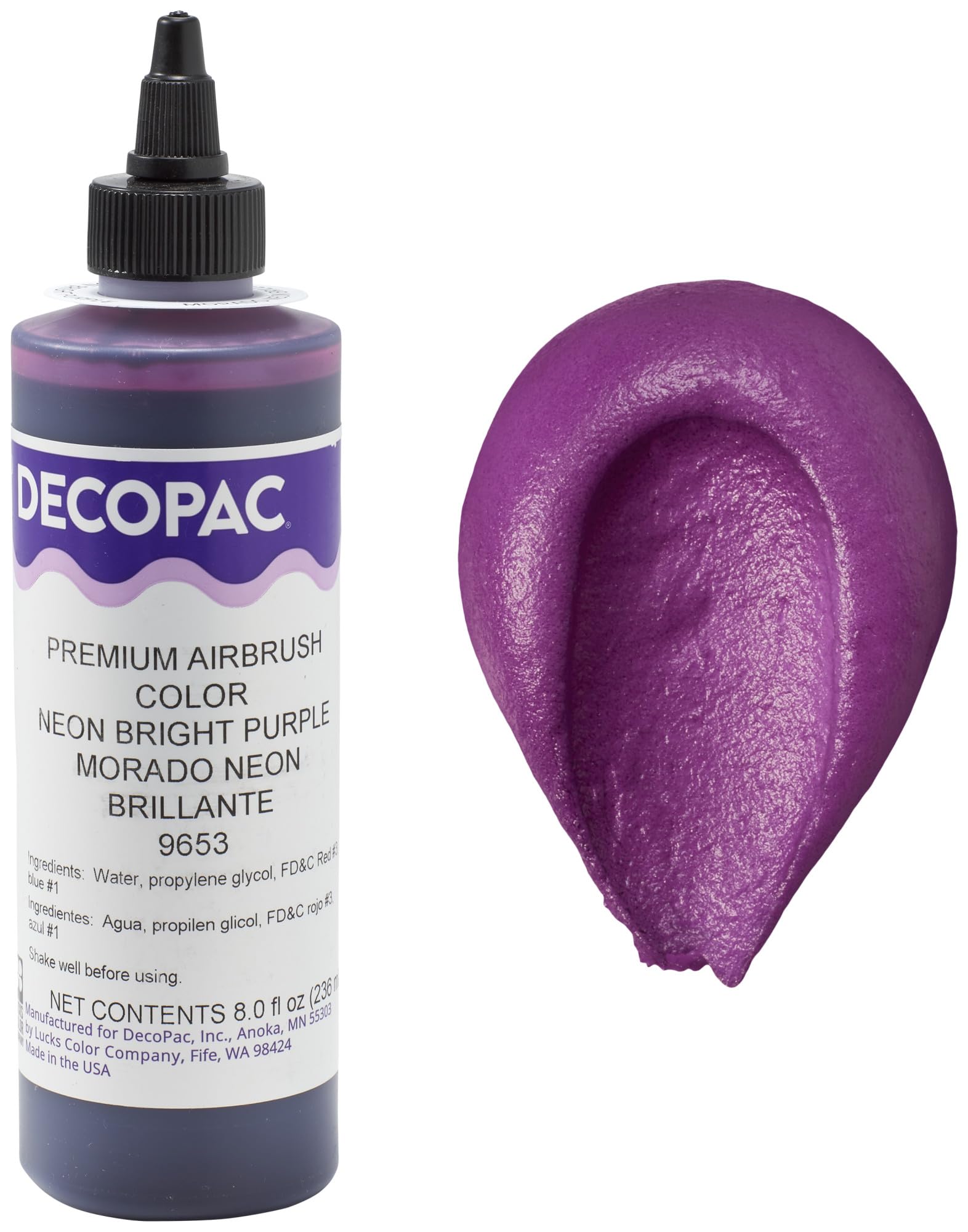 DecoPac Neon Brite Airbrush Color, Purple, .6 Pound