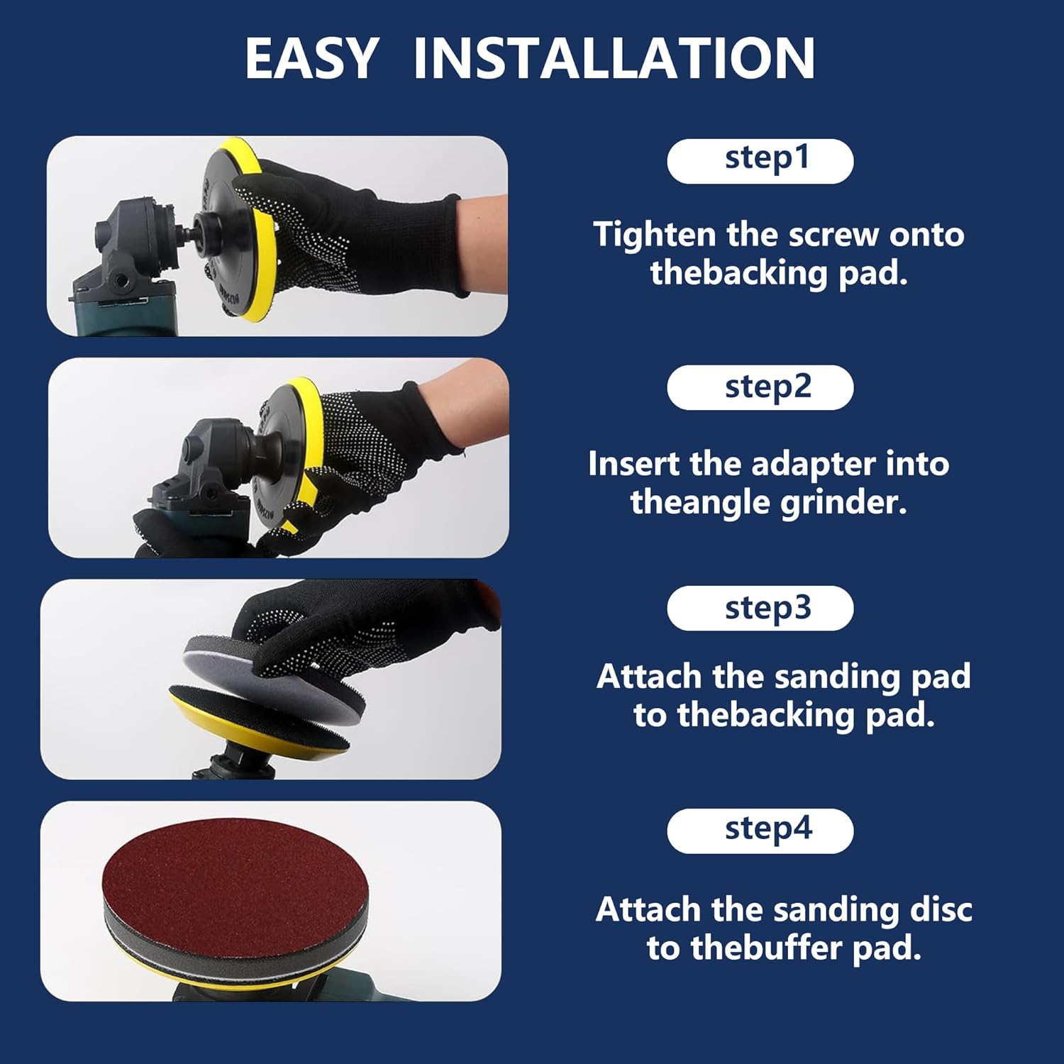 4 Inch Angle Grinder Sanding Discs Kit 100 Pcs Adhesive Sand Paper Discs 40-800 Grit Sandpaper with Cushion Pads and Hook & Loop Backing Pad Polishing Attachments for Wood, Metal, Plastic