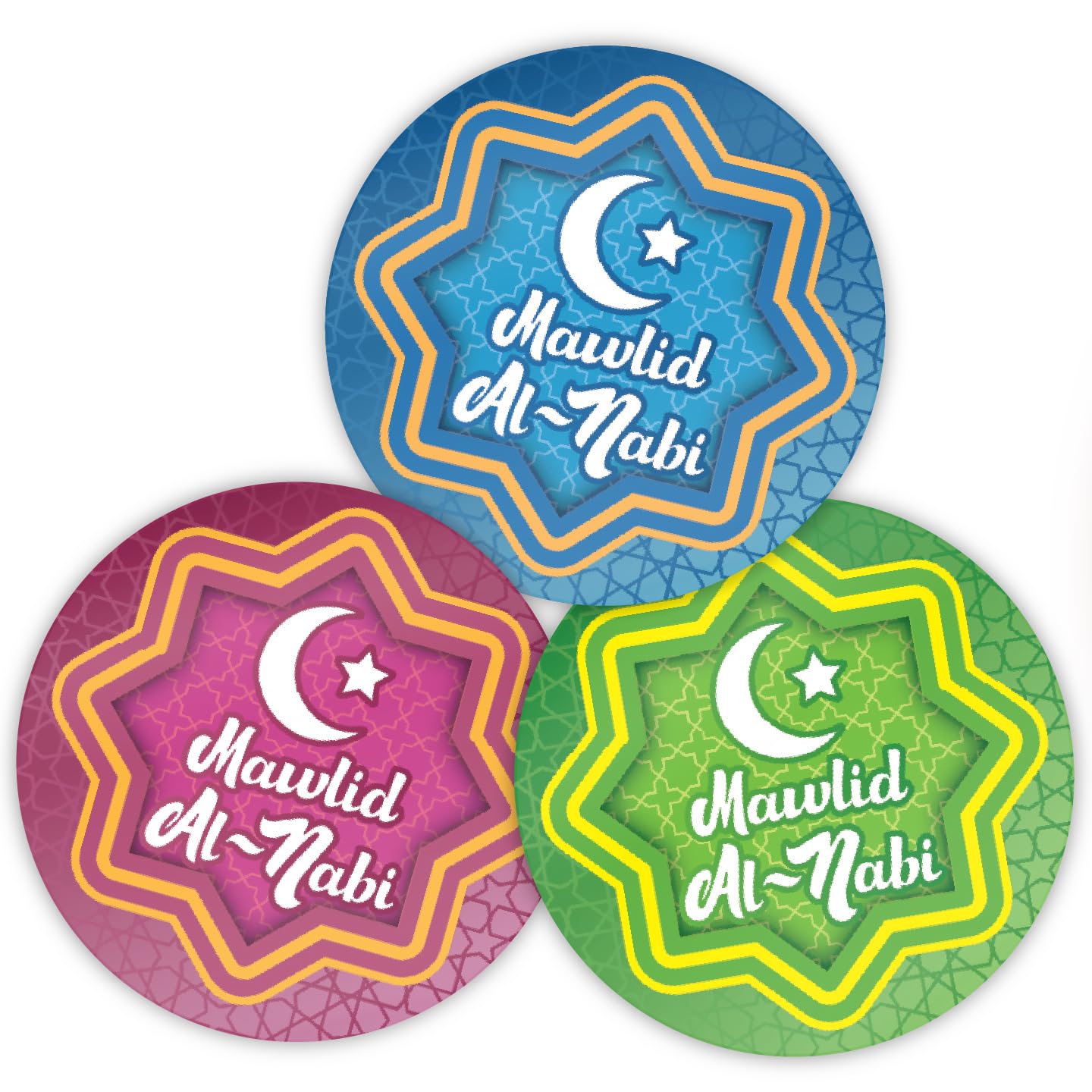 Stone Melon Mawlid Al-Nabi Mubarak Stickers 144 Stickers 30mm Round Eid Islamic Celebration Party Gift Labels