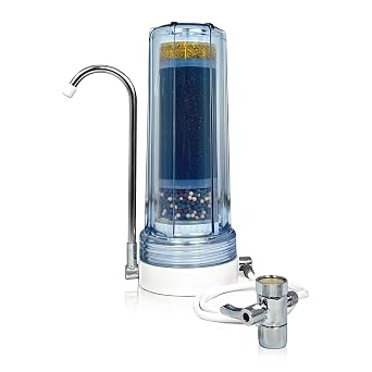 MR-1050 Countertop Water Filter, 7-Stage Mineral pH Alkaline Purifier for Clean & Healthy Drinking Water - Easy Install Filter, Reduces 100% Chlorine, Lead MR-1050, Clear