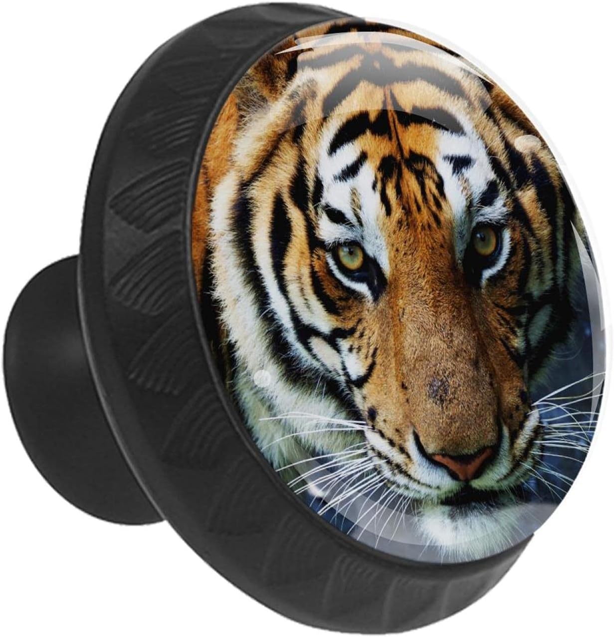 12 Pieces Beautiful Tiger Looking Straight Glass Knobs for Dresser Drawers, 1.37 x 1.10 in Round Kitchen Cabinet Pulls for Home Office Nursery Kids Room