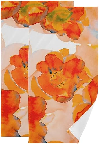 ALAZA Juego de toallas de baño naranjas para baño, toallas de mano color naranja quemado, toallas de mano absorbentes y suaves para invitados,