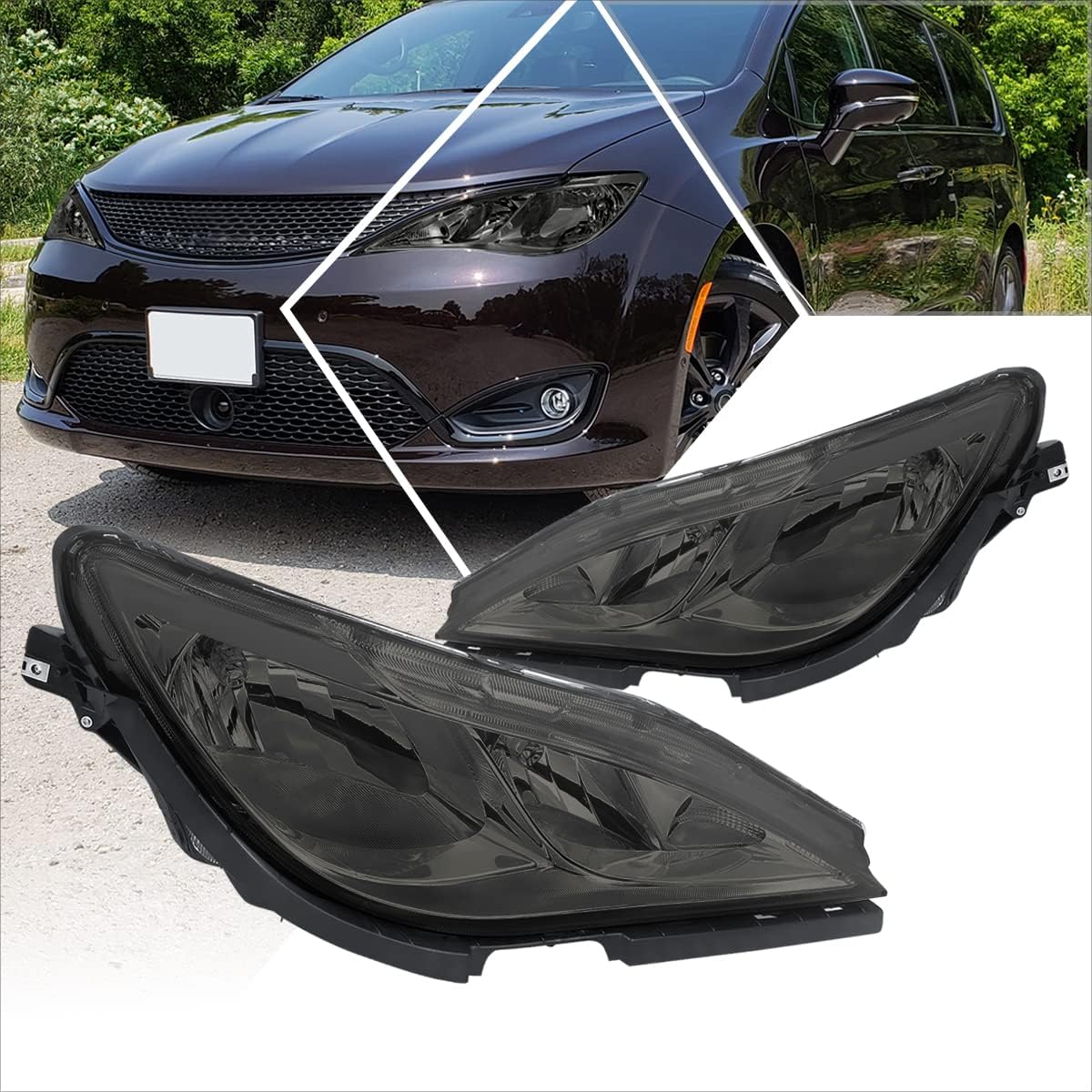 PM PERFORMOTOR Headlights Assembly Headlamps Compatible with 2017 2018 2019 2020 Chrysler Pacifica / 2020 2021 2022 2023 Chrysler Voyager/Clear Corner