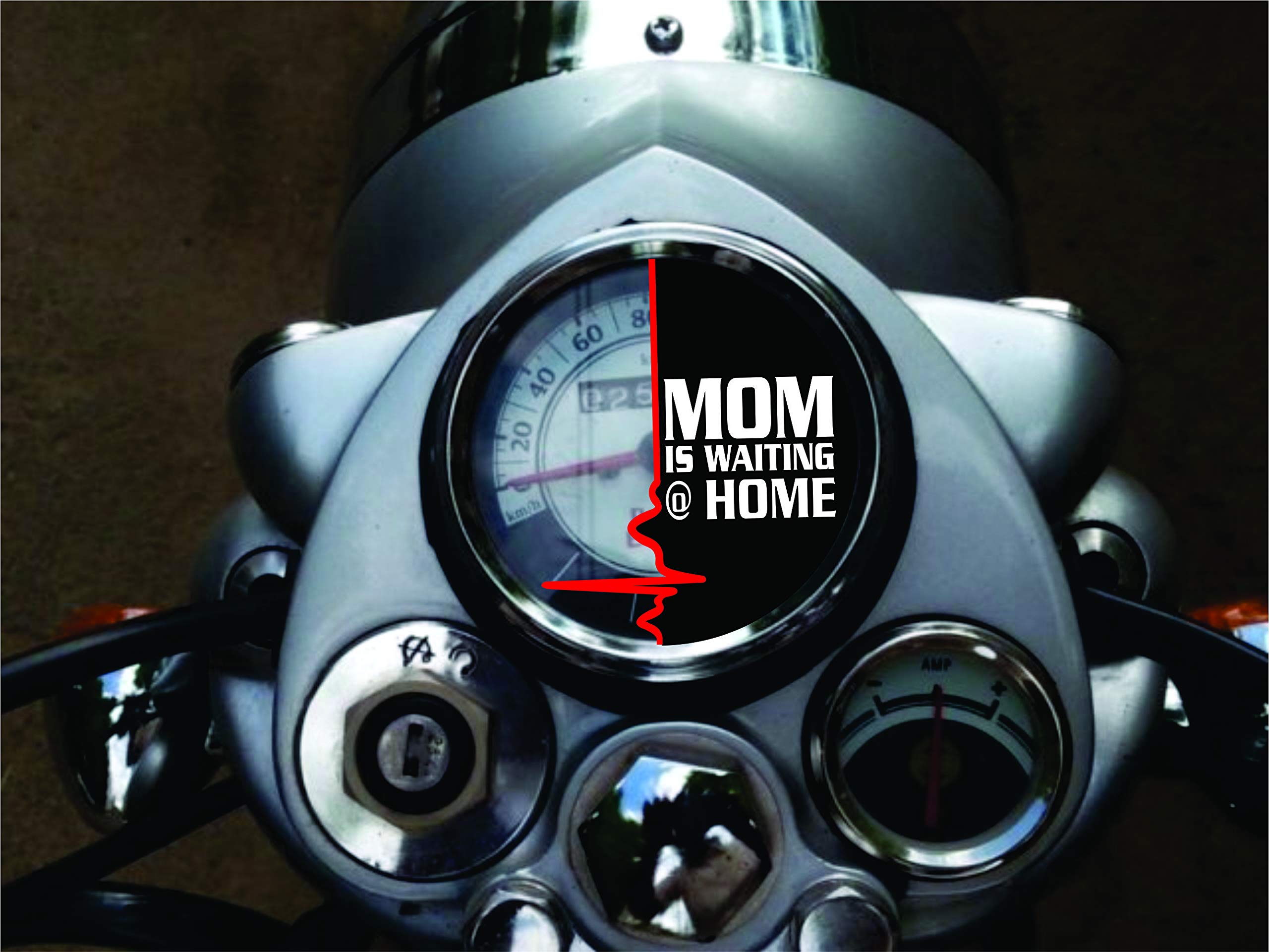 ISEE 360 Glass Mom is Waiting at Car Bike Sticker, 0.03 x 2.75 x 1.96 Inches, Black White Red