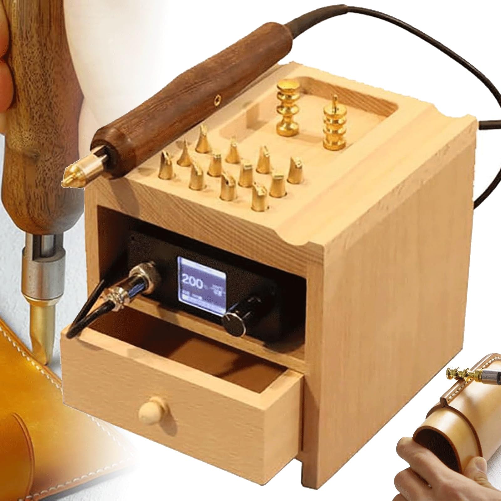 YXZYFPP Electric Leather Heat Edge Creaser Machine, Hand-held Leather Trimming Machine, Leather Heating Press Tool, Leather Sealing Stamping Heater Press Tool