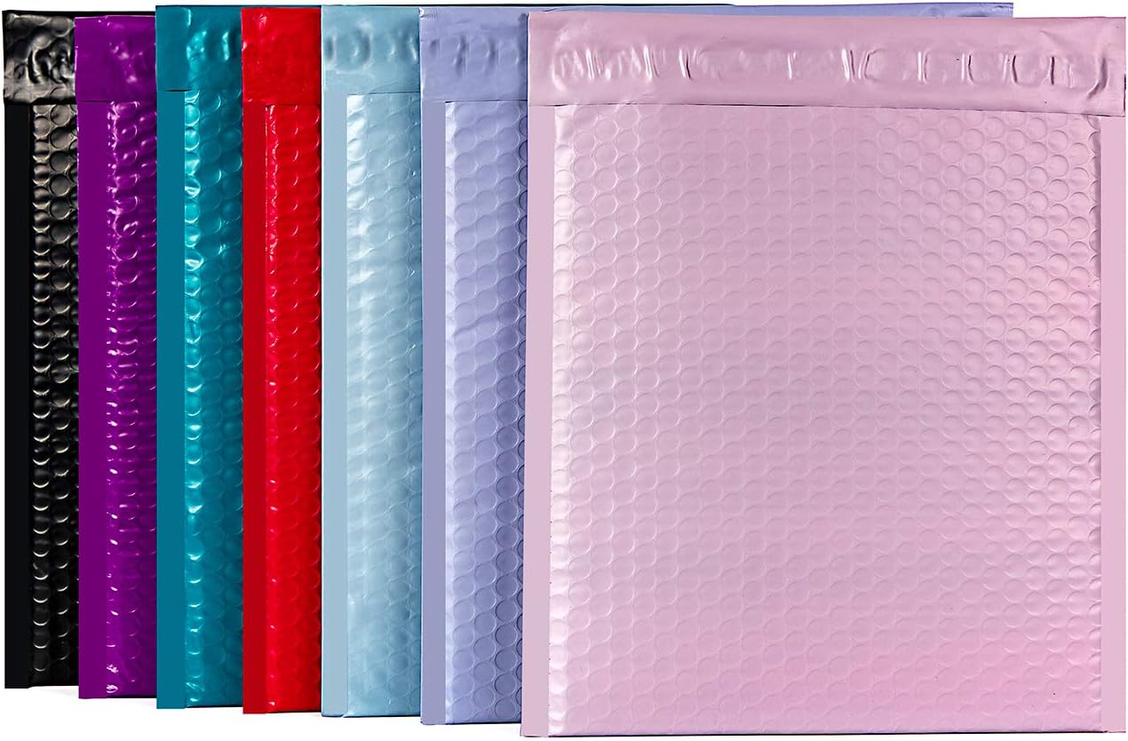 XCGS 8.5x12 Inch Multi-colored Padded Bubble Mailers Pack of 12 Padded Bubble Envelopes #2 Self Sealing Bubble Mailing Envelope Bags for Shipping and Packaging (Usable Size: 8.5x12in)