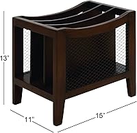 Vista 6 de Deco 79 Revistero de madera con 3 ranuras y paneles laterales de red, 15 x 11 x 13 pulgadas, color marrón