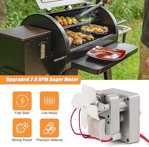 Miniatura 3 de Pieza de repuesto de motor de barrena mejorada de 2.0 RPM para Traeger, parrillas de ahumador de pellets de madera Pit Boss, AC120V 60Hz 2 polos,