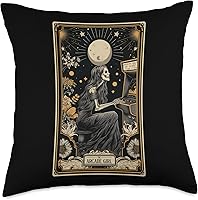 Vista 1 de The Arcade Girl Retro Arcade Gaming 80s Tarot Card Skeleton Throw Pillow