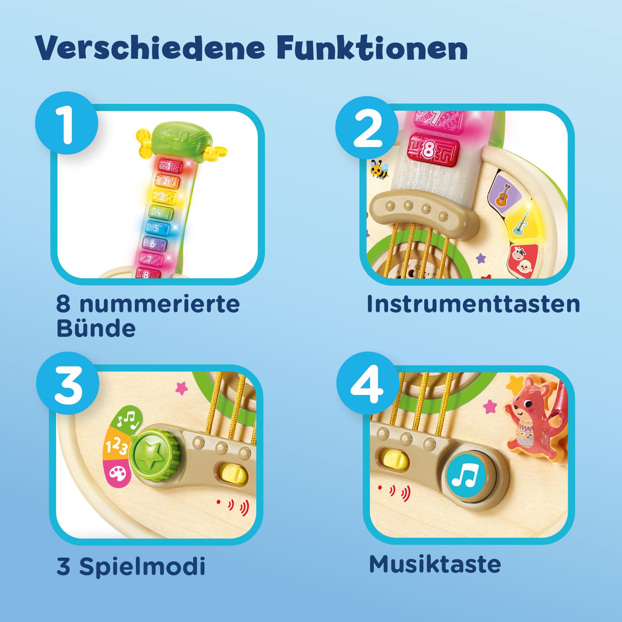 VTech Baby Interaktive Holz-Gitarre – Lernspielzeug für Kleinkinder ab 1,5 Jahren