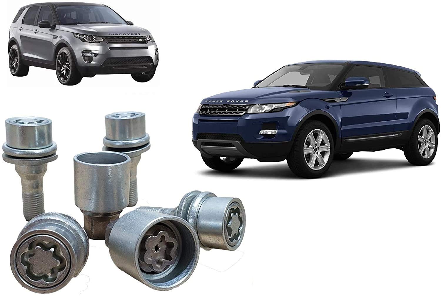 4 DADI ANTIFURTO CON FILETTO M14 X 1.5 + CHIAVE PER EVOQUE 2011> - DISCOVERY SPORT 2011>